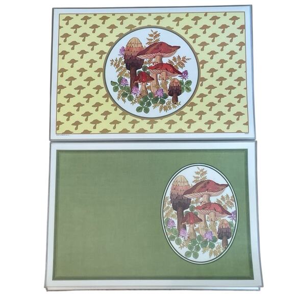 VTG Groovy Mushroom Placemats Reversible Plastic Rectangle Set of 12 Harms RARE - Picture 1 of 10